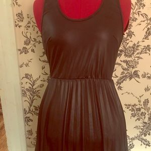 Faux leather Racerback Pleated Dress